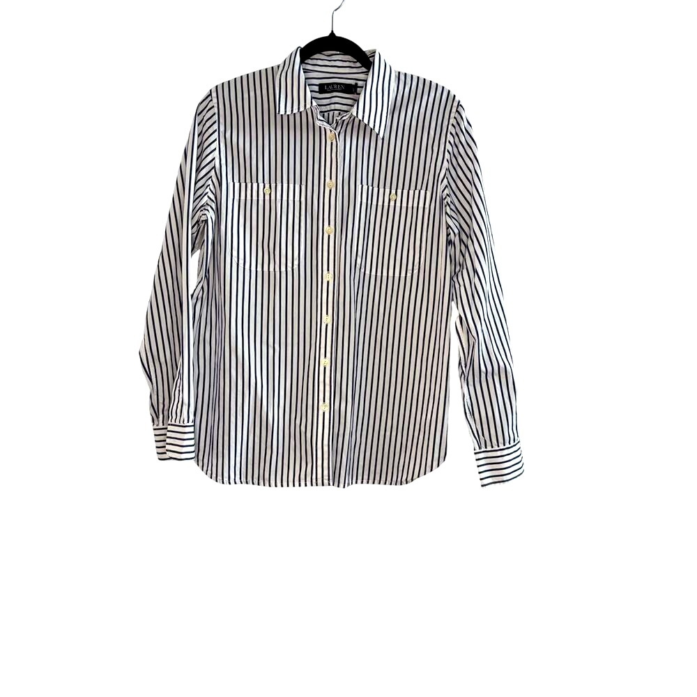 Ralph Lauren Blue/White Heritage Normcore Preppy Button Up Shirt Women’s size L
